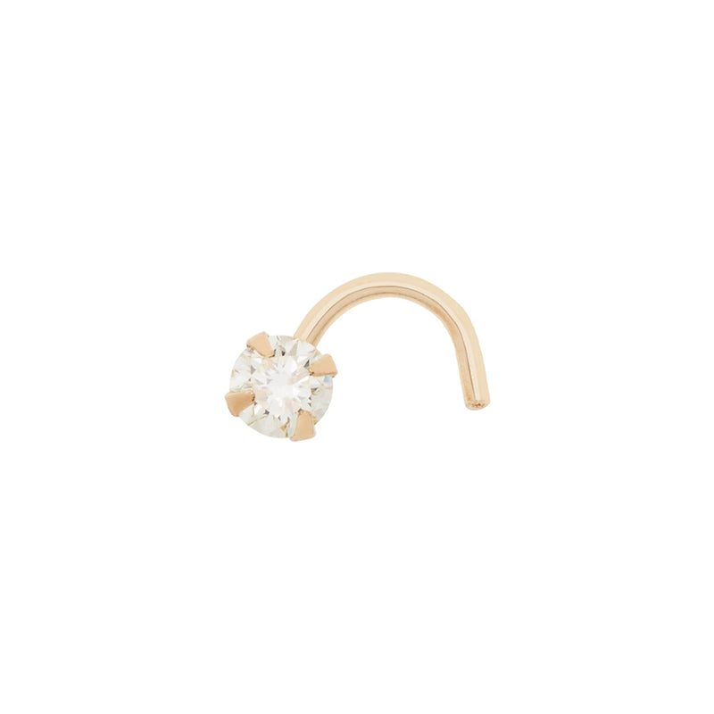 Genuine Diamond Gold Nostril Screw - Right Bend