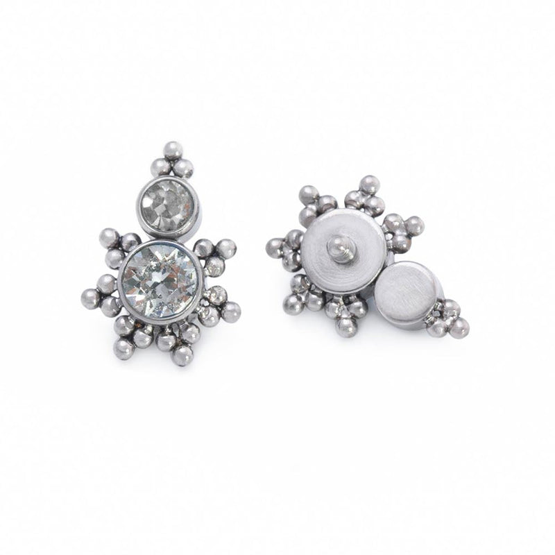 Stacked Micron Beaded Gem Titanium Top - Threaded