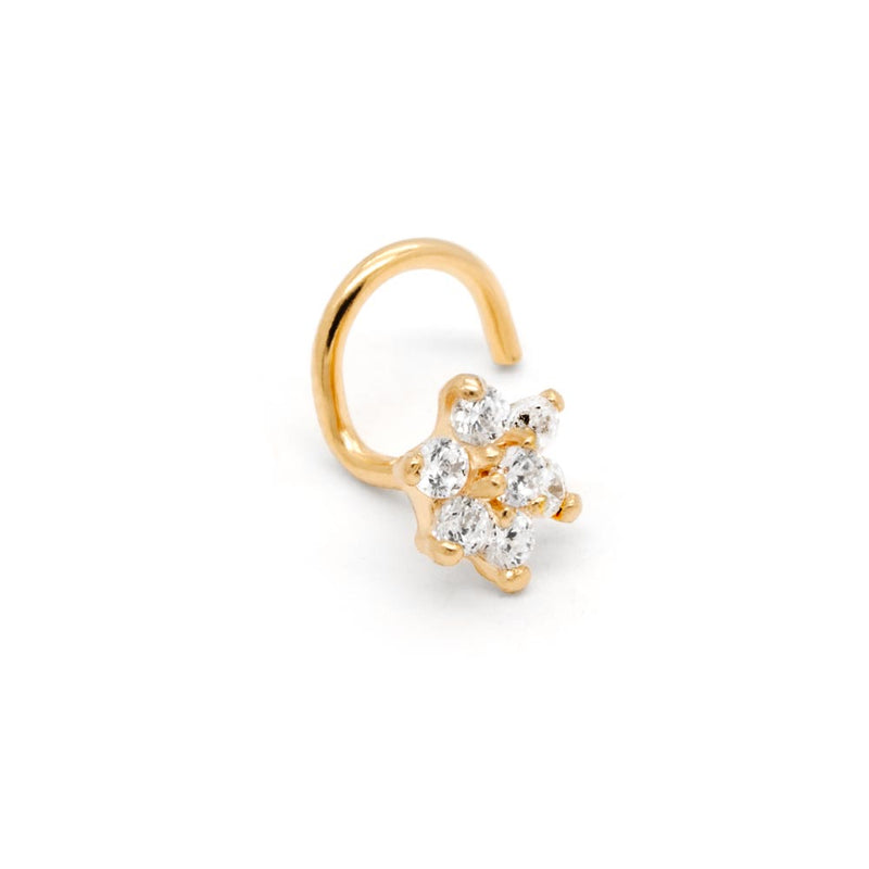 Gold Flower CZ Nostril Screw