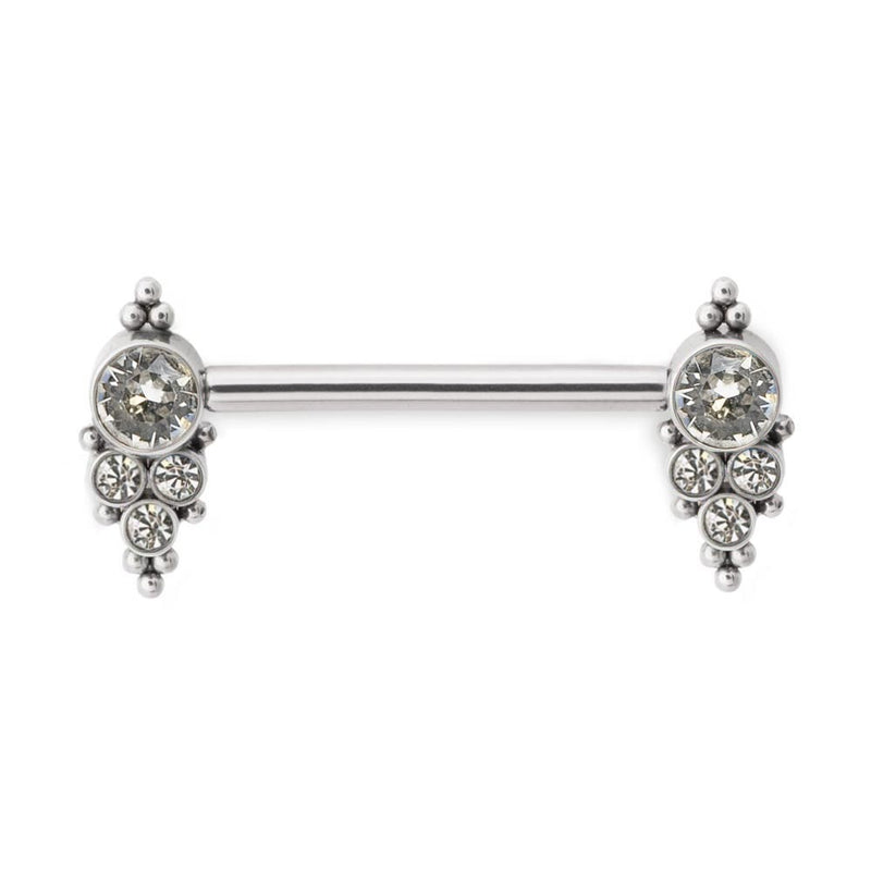 Gem & Bead Cluster Titanium Nipple Barbell