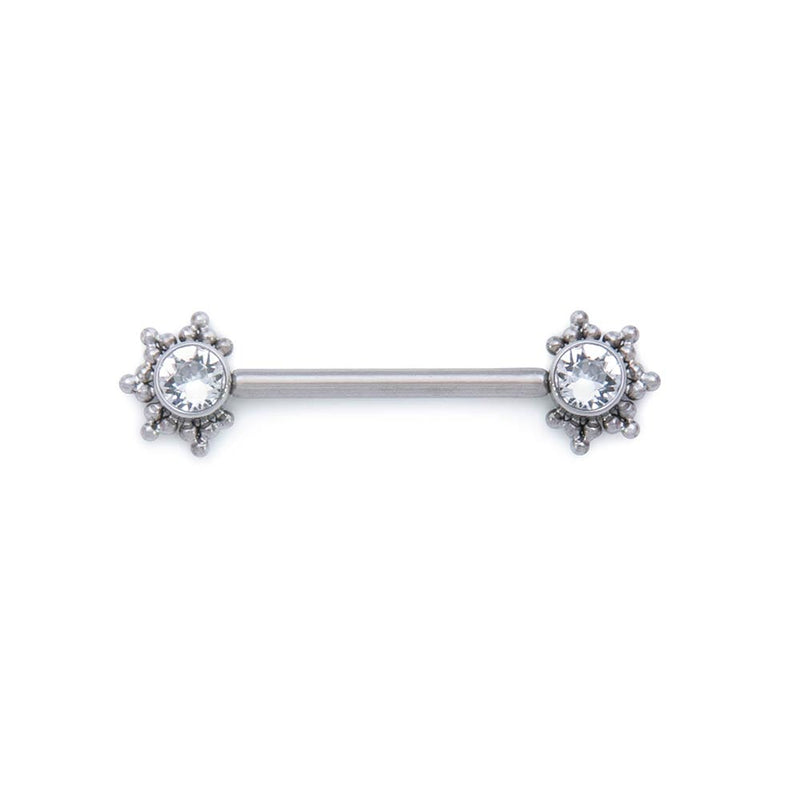 Micron Bead Gem Titanium Nipple Barbell - Threaded