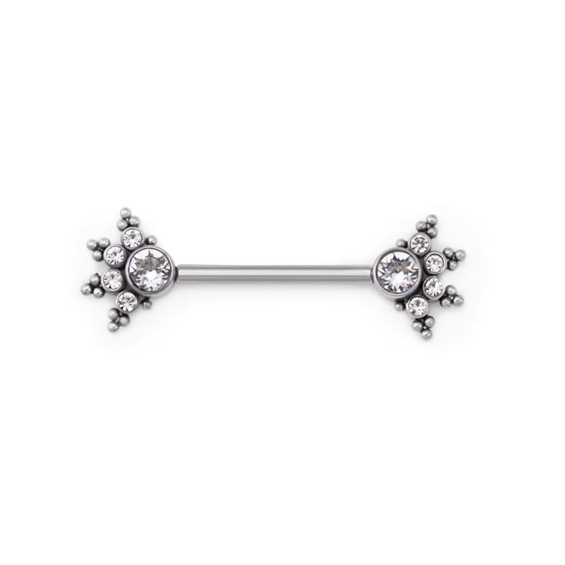 Gem Burst Titanium Nipple Barbell - Threaded