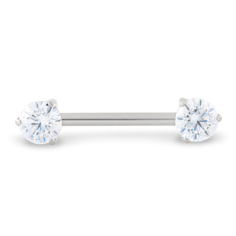 Prong-Set Gem Titanium Nipple Barbell - Threadless