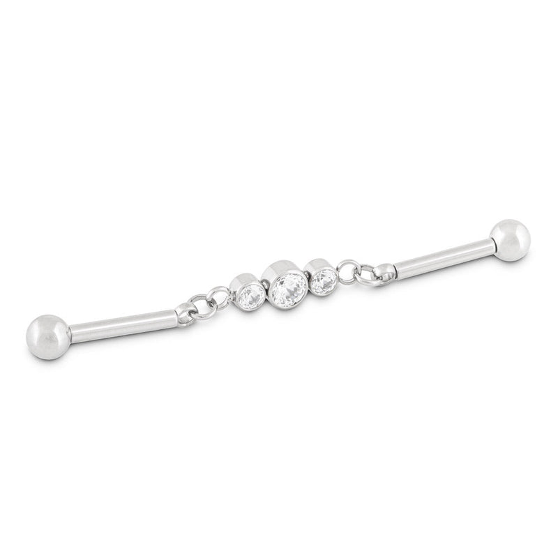 Chain Link with Gem Cluster Titanium Industrial Barbell - Threadless