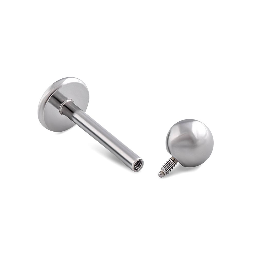 Steel Labret Flat Back with Ball End - Internally Threaded