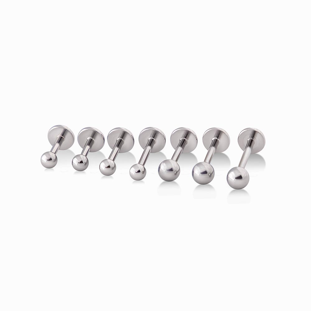 Steel Labret Flat Back with Ball End - Internally Threaded