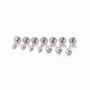 Steel Labret Flat Back with Ball End - Internally Threaded