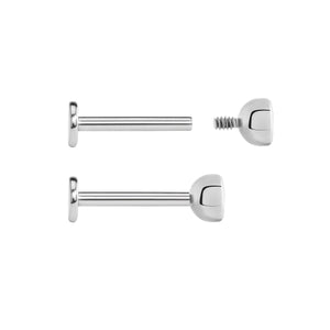 Bezel Set Gem Titanium Top - Threaded