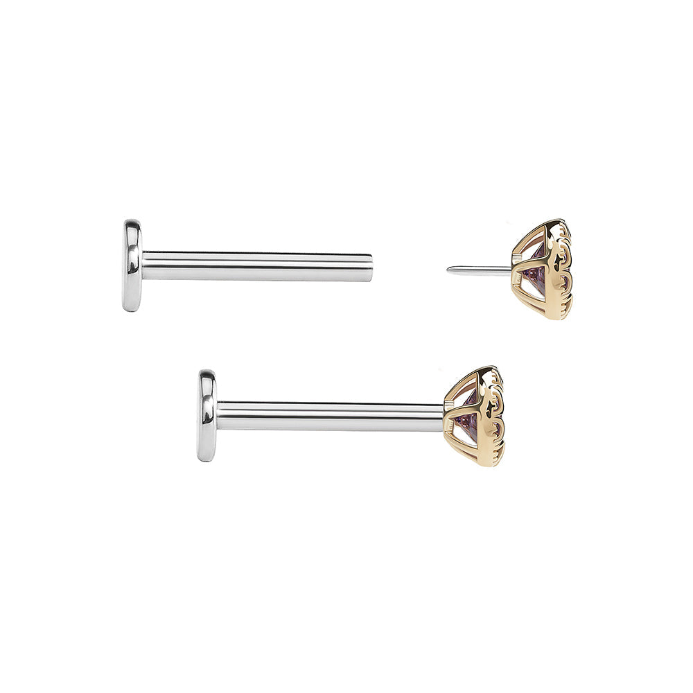 Gold Wave Bezel Gem Top - Threadless