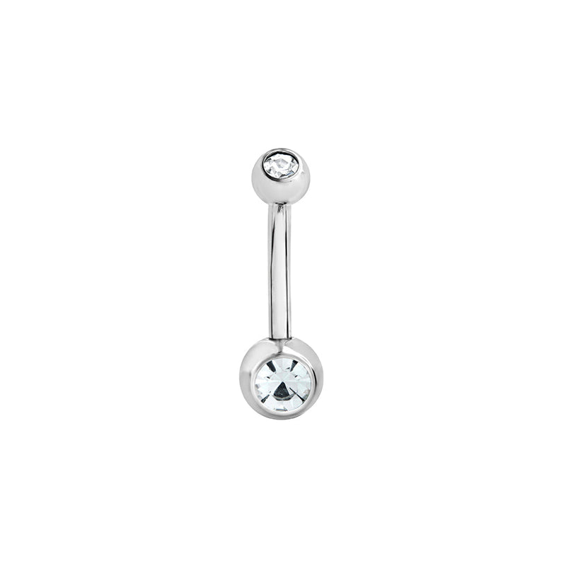 Bezel Set Titanium Navel Curve - Threaded
