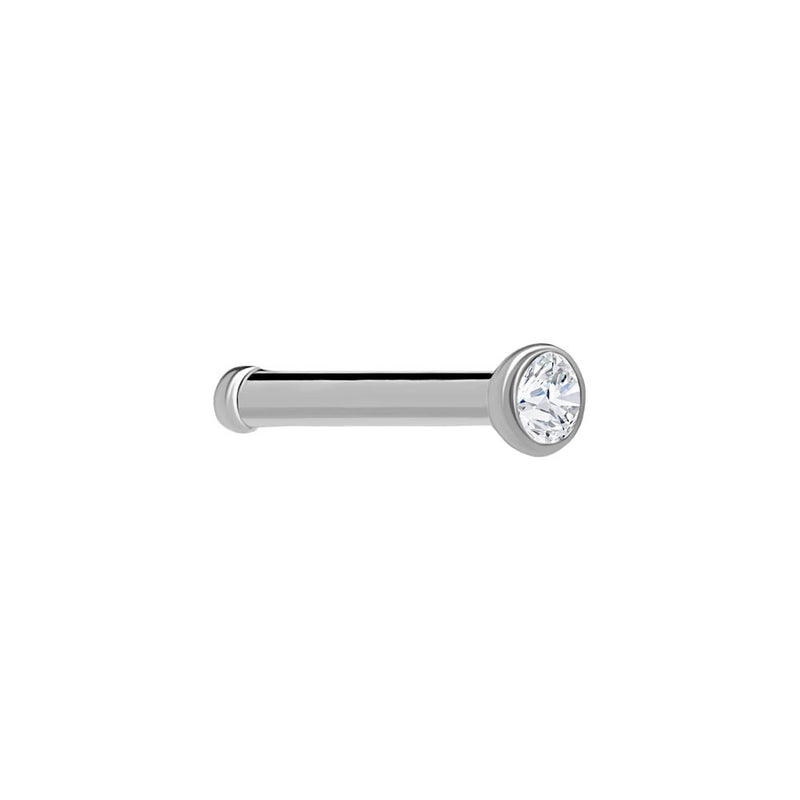 Bezel-Set CZ Titanium Nostril Stud
