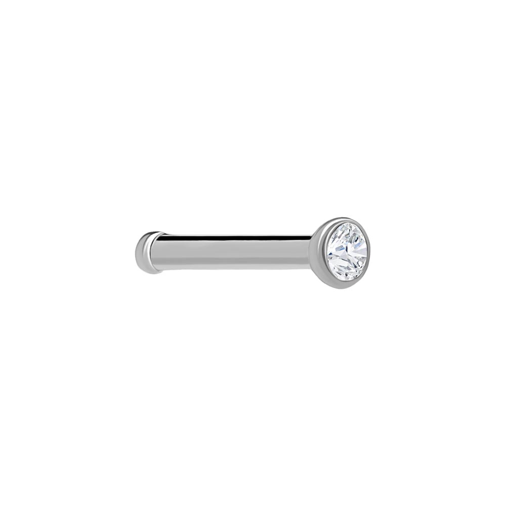 Bezel-Set CZ Titanium Nostril Stud
