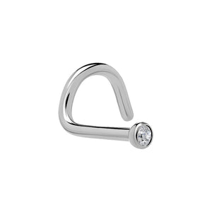 Bezel-Set Gem Titanium Nostril Screw - Right Bend