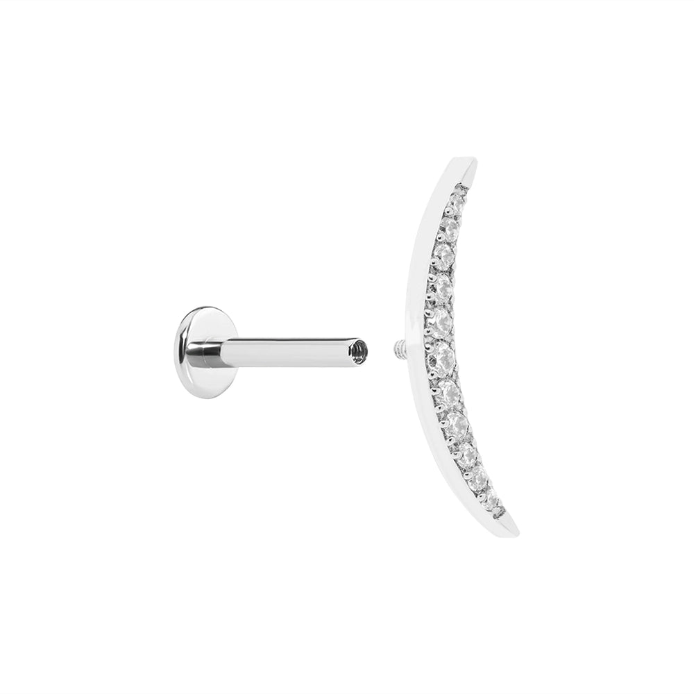 Gemmed Crescent Moon Top - Threaded