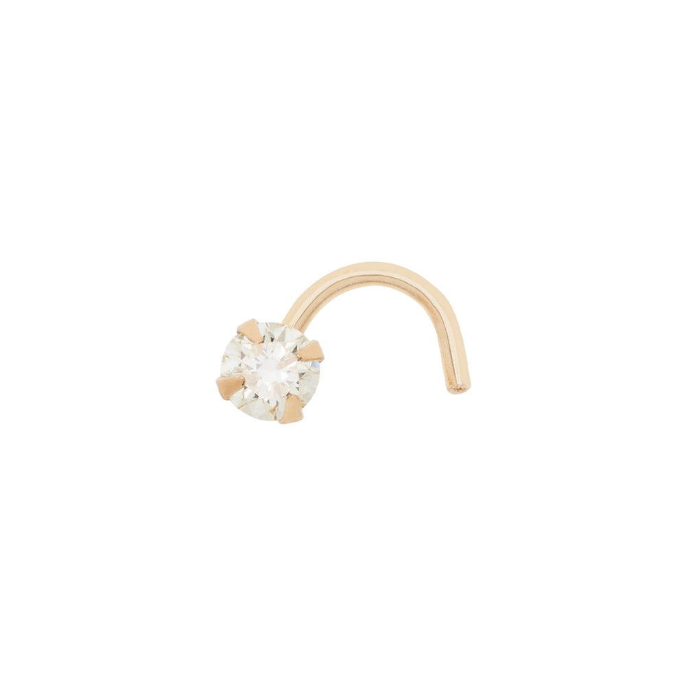 Genuine Diamond Gold Nostril Screw - Right Bend