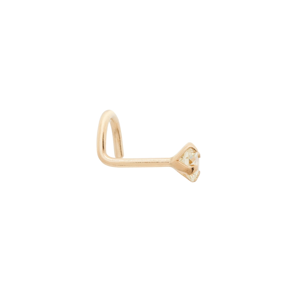 Genuine Diamond Gold Nostril Screw - Right Bend