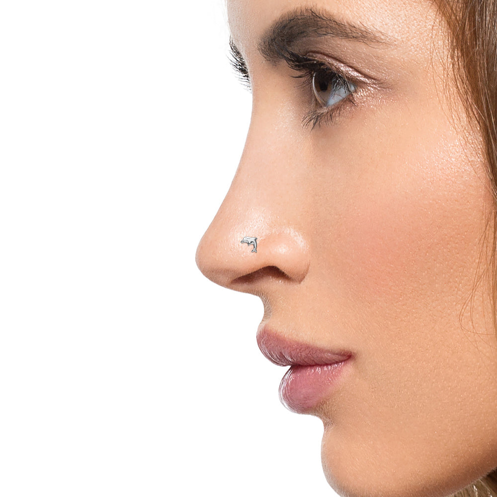 Gold Dolphin Nostril Stud