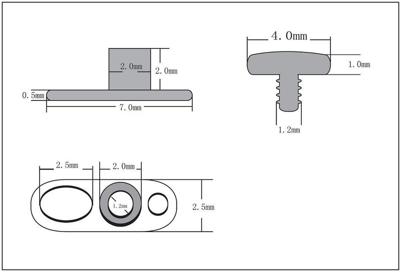 Titanium Dermal Anchor with 4mm Disk Top