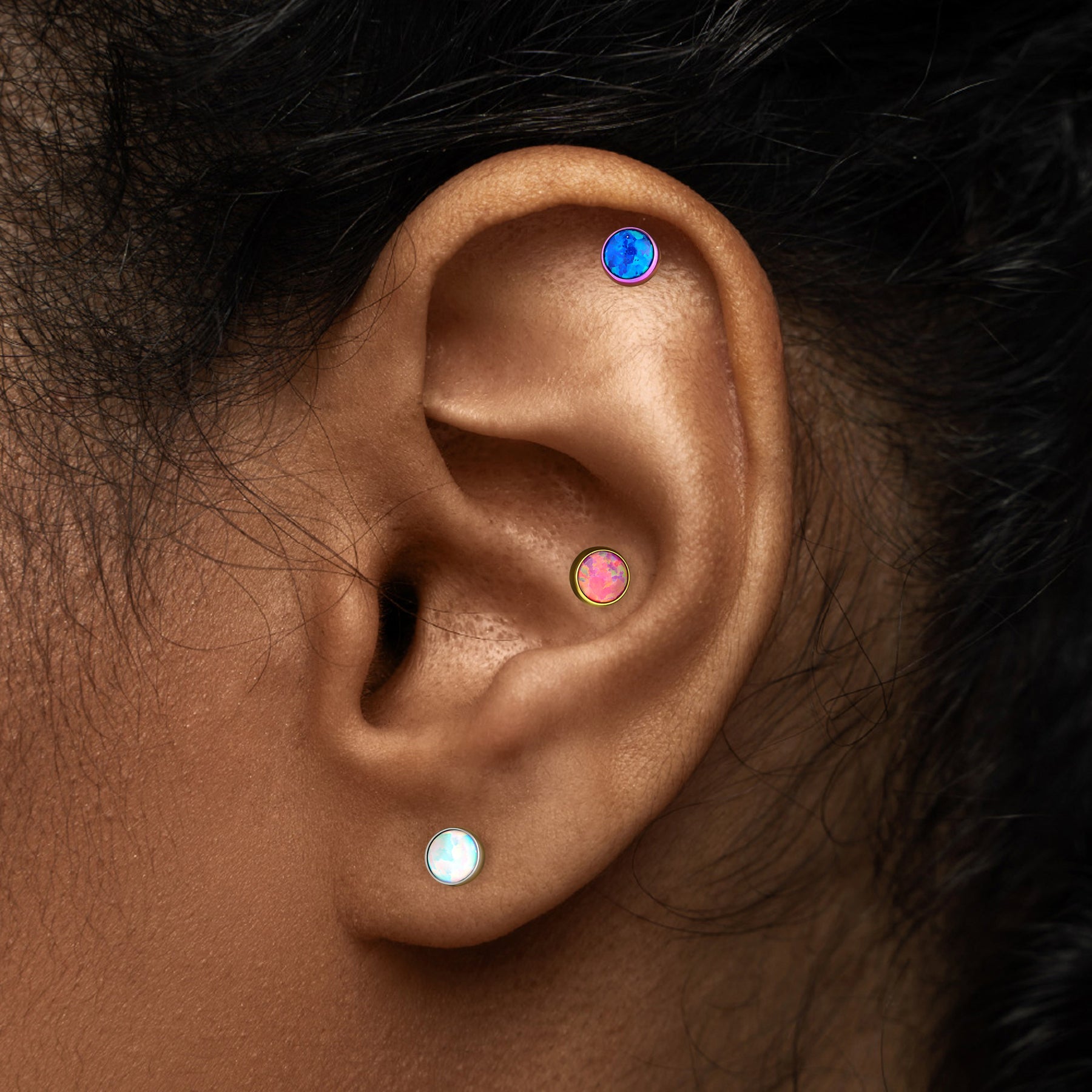 Bezel Set Opal Titanium Top - Threaded