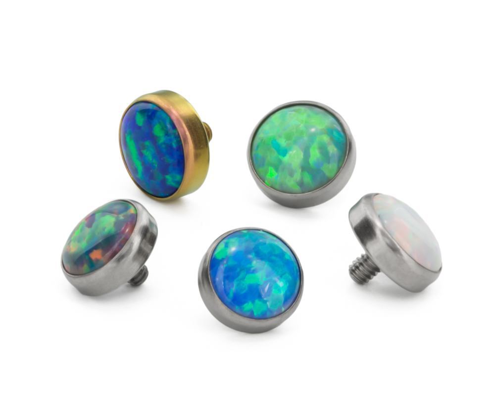 Bezel Set Opal Titanium Top - Threaded
