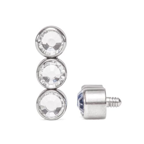 Stacked Three Gem Cluster Titanium Top - Threaded