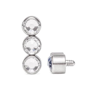 Stacked Three Gem Cluster Titanium Top - Threaded