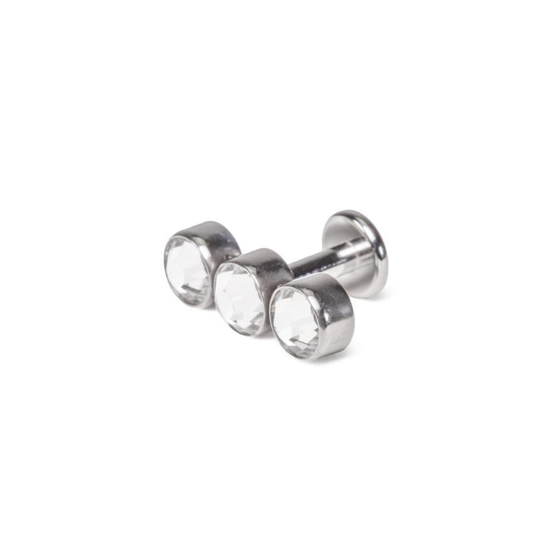 Stacked Three Gem Cluster Titanium Top - Threaded