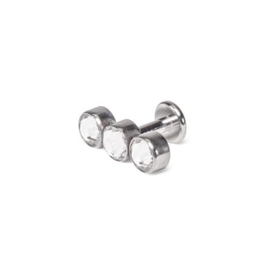 Stacked Three Gem Cluster Titanium Top - Threaded
