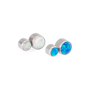 Stacked Opal Cluster Titanium Top - Threaded