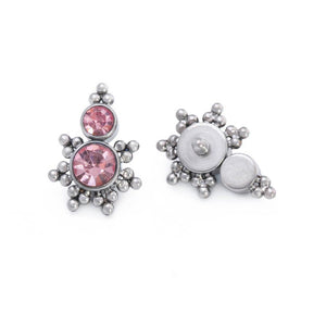 Stacked Micron Beaded Gem Titanium Top - Threaded