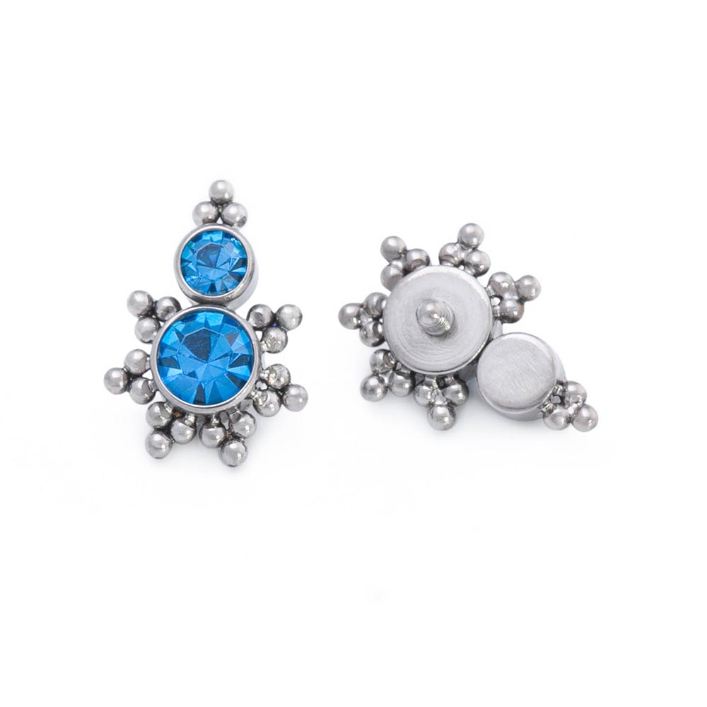 Stacked Micron Beaded Gem Titanium Top - Threaded