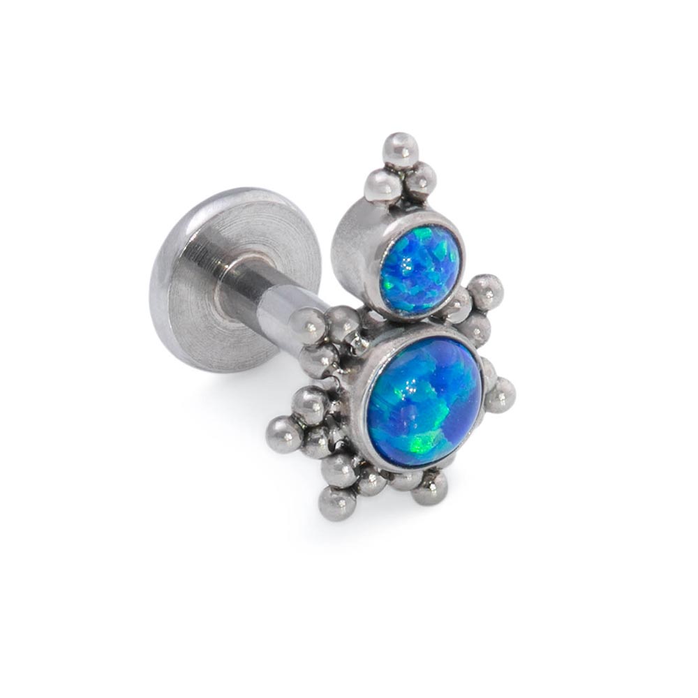 Stacked Micron Beaded Opal Titanium Top - Threaded