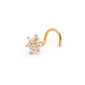 Gold Flower CZ Nostril Screw