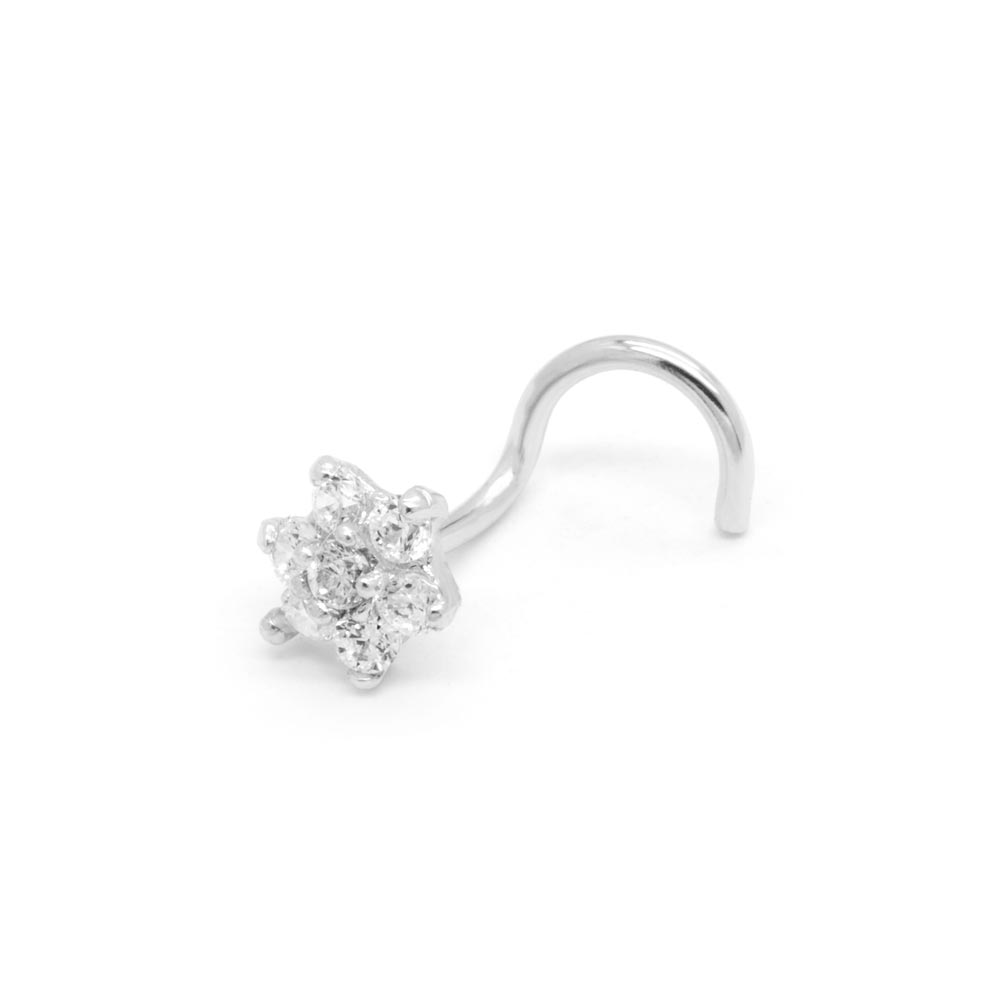 Gold Flower CZ Nostril Screw