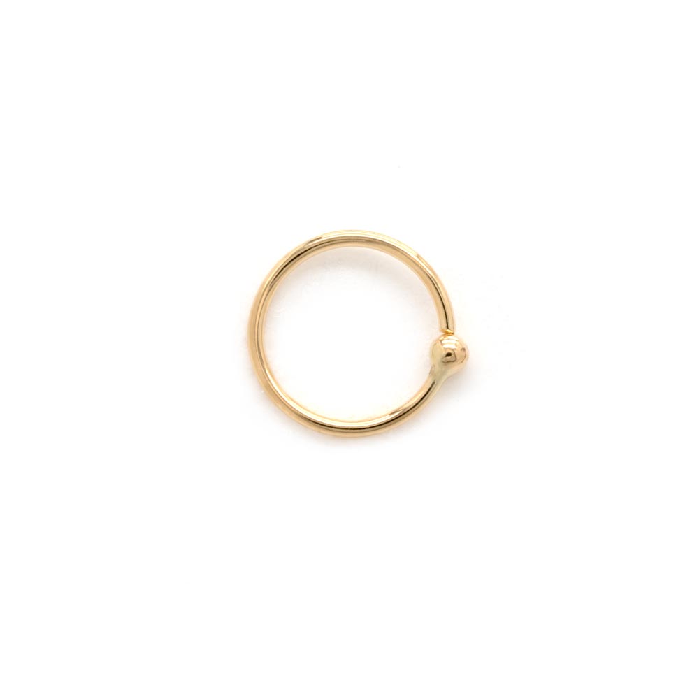 Gold Fixed Bead Nostril Ring