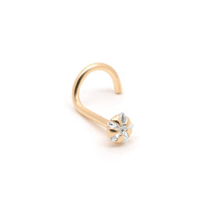 Gold Star Gem Nostril Screw - Right Bend