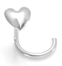 Gold Heart Nostril Screw - Left Bend