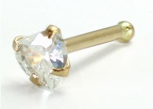 Gold Prong Heart Nostril Stud