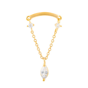 Gold Bar with Marquise Chain Top - Threadless