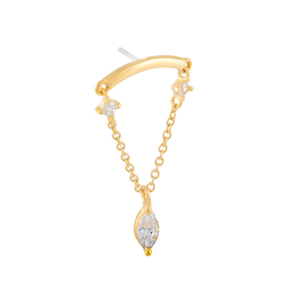 Gold Bar with Marquise Chain Top - Threadless