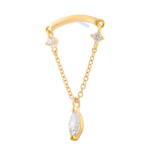 Gold Bar with Marquise Chain Top - Threadless