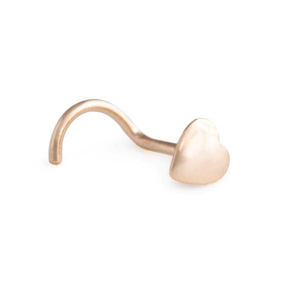 Gold Heart Nostril Screw - Left Bend