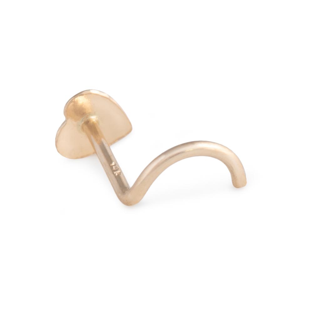 Gold Heart Nostril Screw - Left Bend