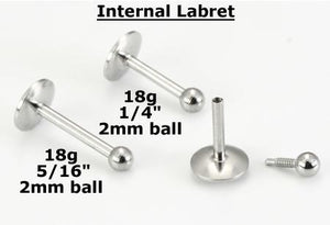 Steel Labret with Ball End - Internally Threaded