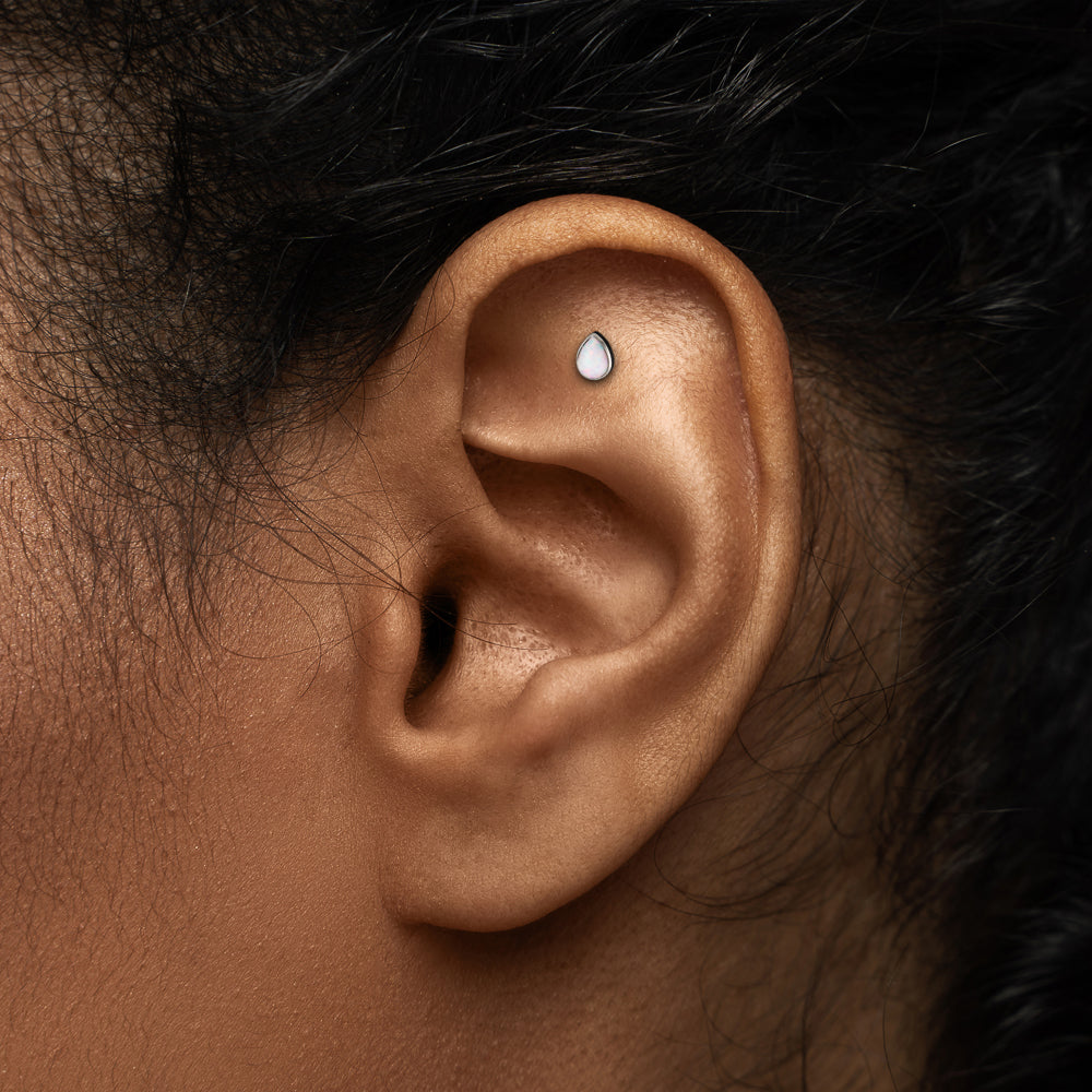 Teardrop Opal Titanium Top - Threadless