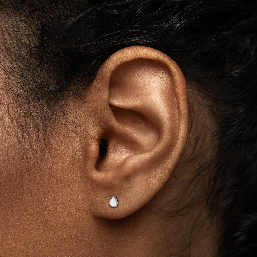 Teardrop Opal Titanium Top - Threadless