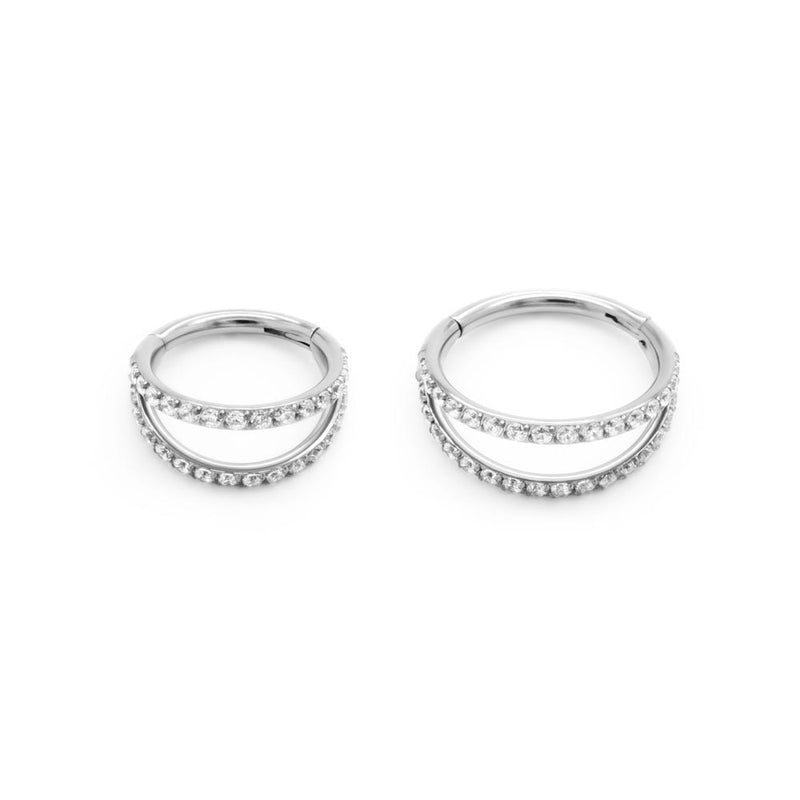 Double Hoop Gemmed Titanium Clicker