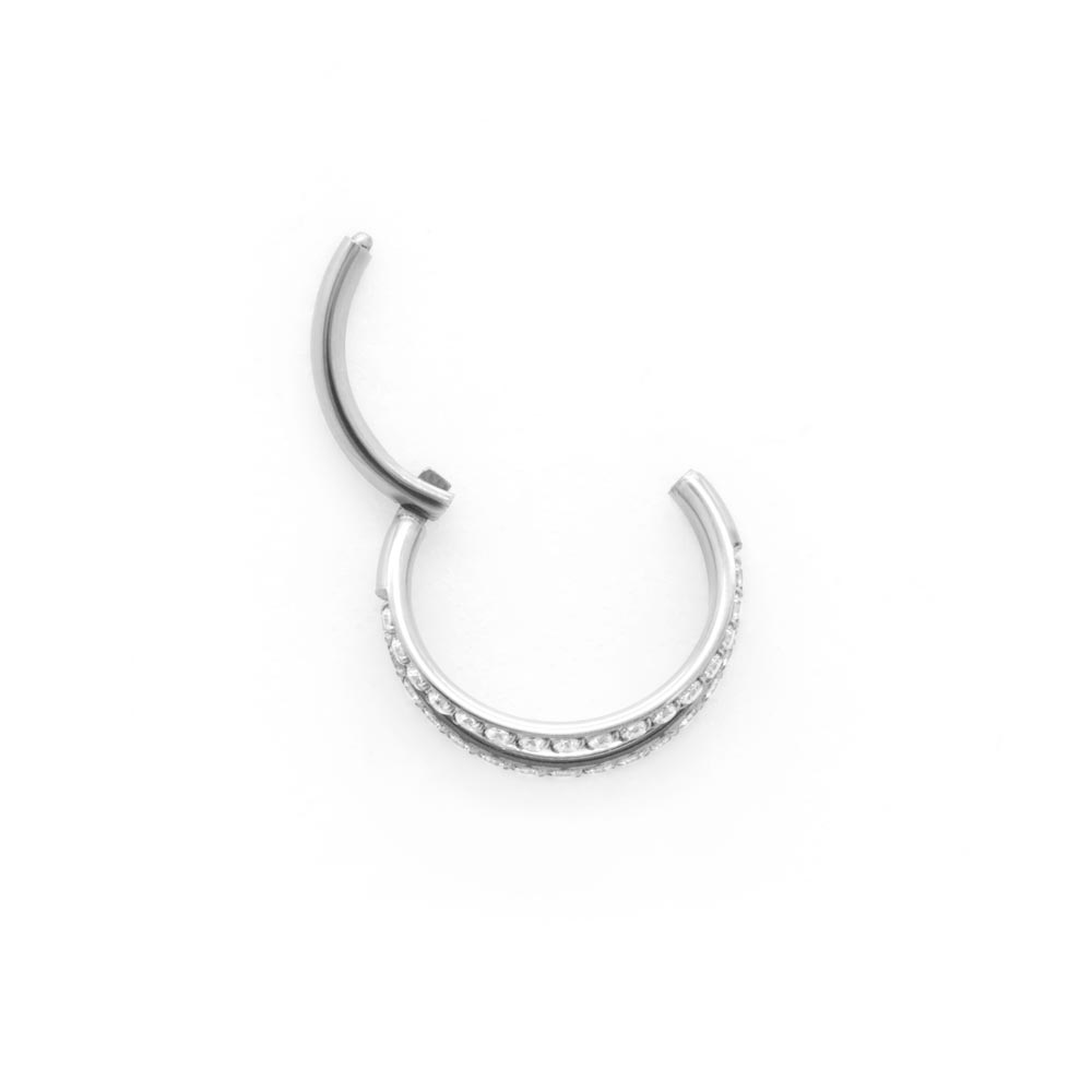 Double Hoop Gemmed Titanium Clicker