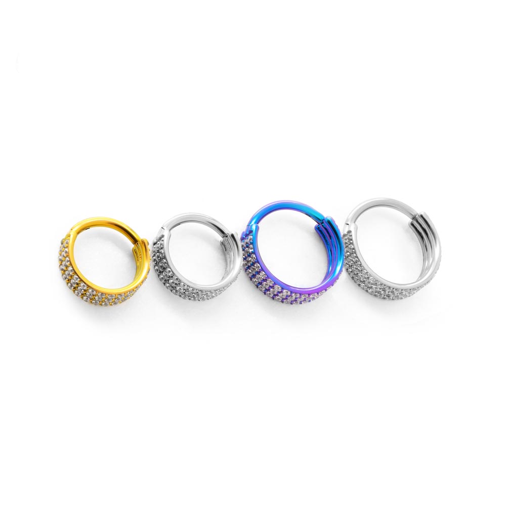 Stacked Gemmed Rows Titanium Clicker