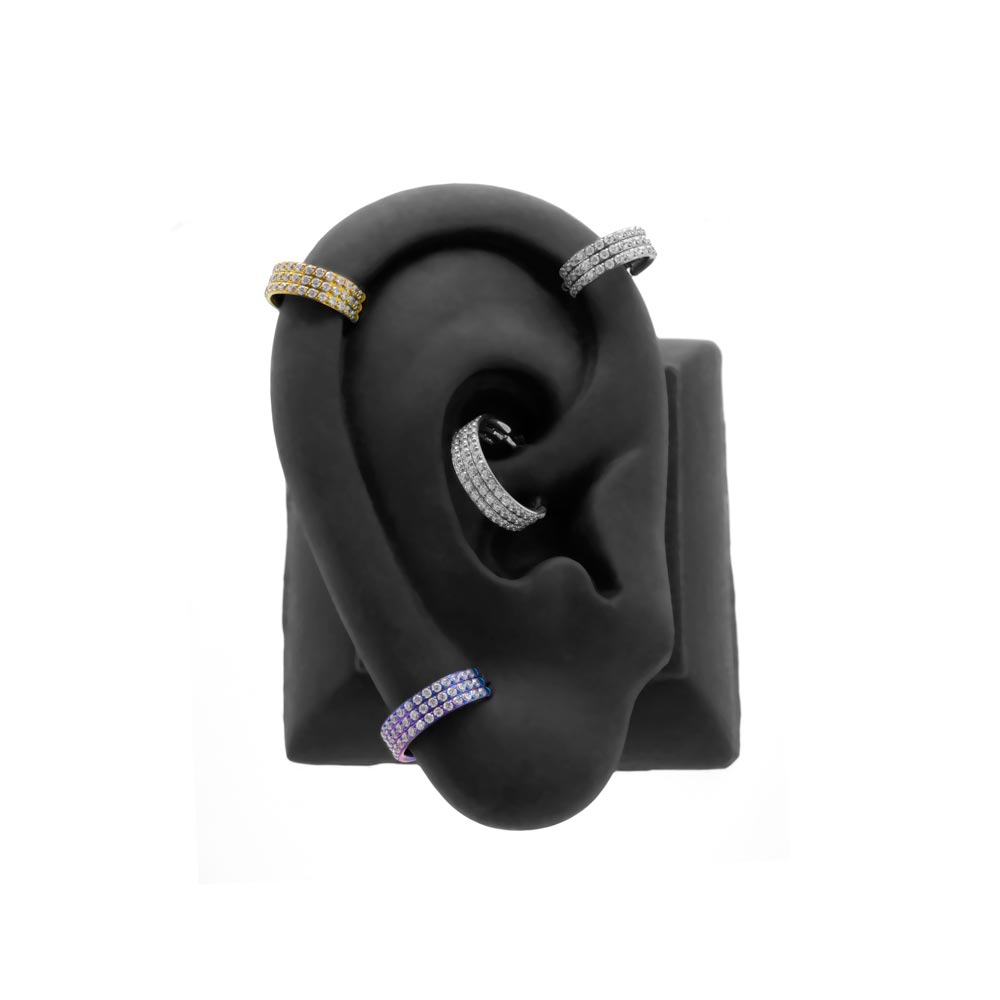 Stacked Gemmed Rows Titanium Clicker